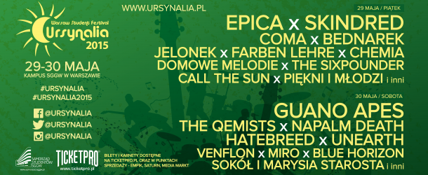 Ursynalia 2015 Line-up Monster Energy Stage (Main Stage)